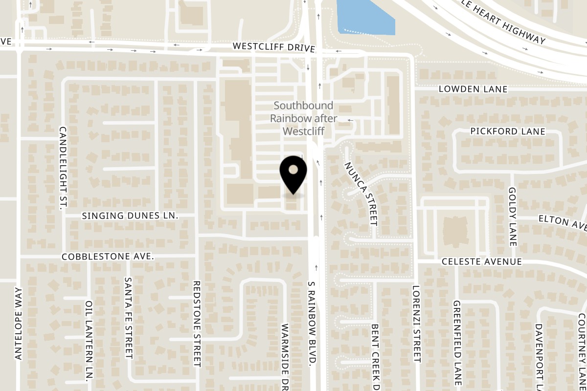 Map showing the location of Verrazano Pizza on 240 S Rainbow Blvd # 3 in Las Vegas